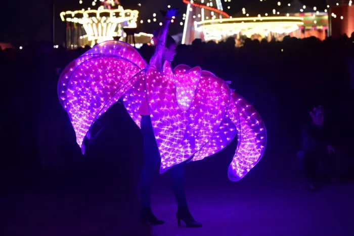 Rights Managed : CM32 7469 Night dancer with an illuminated skirt Rights Managed : CM32 7469 Night dancer with an illuminated skirt