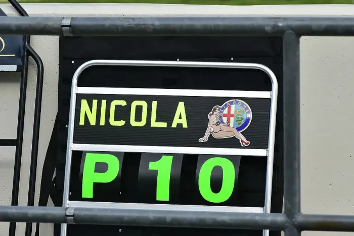 Rights Managed : CM34 5629 Nicola Alfa Romeo Pit Board Rights Managed : CM34 5629 Nicola Alfa Romeo Pit Board