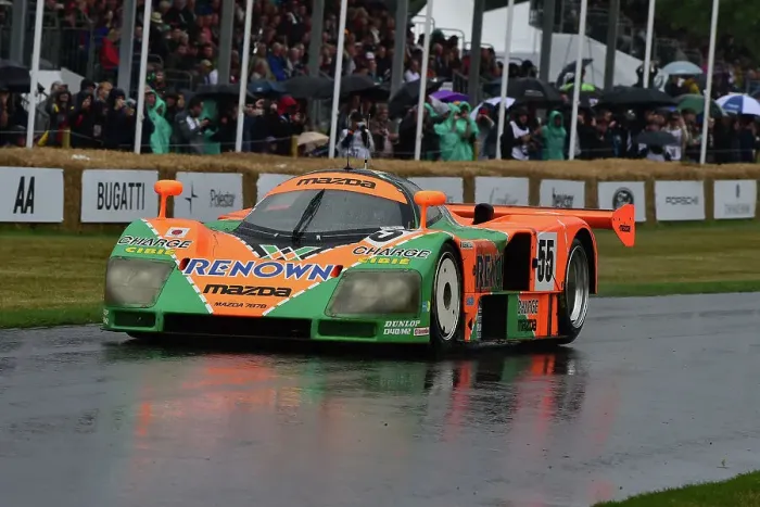 Rights Managed : CM34 9390 Harry Tincknell, Johnny Herbert, Karun Chandhok, Mazda 787B Rights Managed : CM34 9390 Harry Tincknell, Johnny Herbert, Karun Chandhok, Mazda 787B