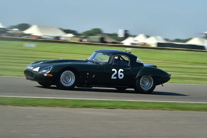 Rights Managed : CM35 2254 John Spiers, Tiff Needell, Jaguar E-Type lightweight Rights Managed : CM35 2254 John Spiers, Tiff Needell, Jaguar E-Type lightweight