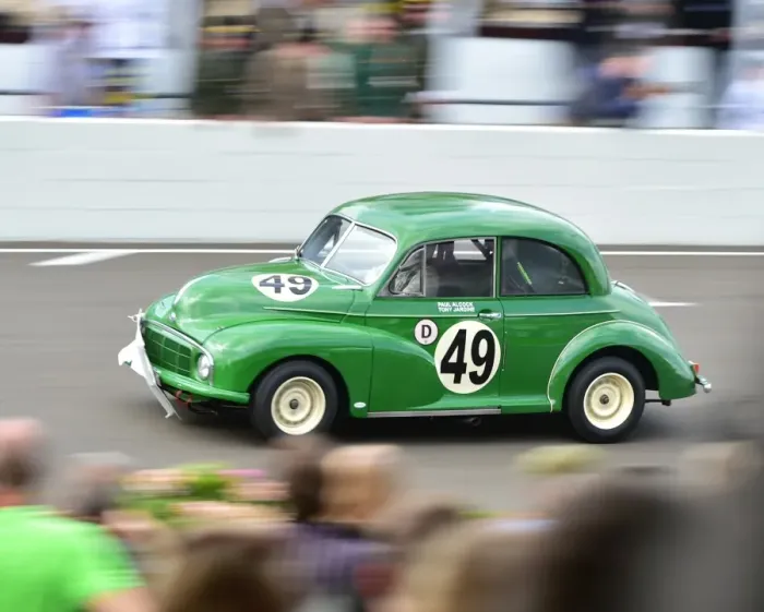 Rights Managed : CM5 0161 Paul Alcock, Tony Jardine, Morris Minor, Morris Minor Lowlight, St Marys Trophy Rights Managed : CM5 0161 Paul Alcock, Tony Jardine, Morris Minor, Morris Minor Lowlight, St Marys Trophy