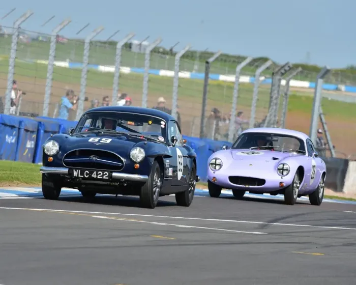 Framed Print : Willie Green, Denis Welch, Jensen 541R, WLC 422, Michael Gans, Jason Wright, Lotus Elite S1, Pre-63 GT Cars, Donington Historic Festival 2014 Framed Print : Willie Green, Denis Welch, Jensen 541R, WLC 422, Michael Gans, Jason Wright, Lotus Elite S1, Pre-63 GT Cars, Donington Historic Festival 2014