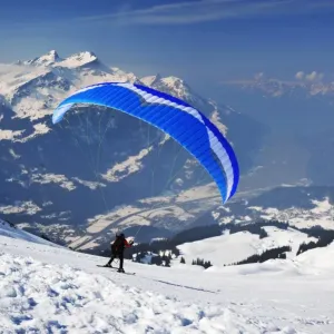 Print of Paraskiers in Flight, Meiringen Valleys