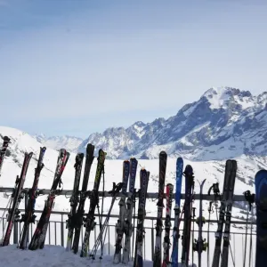 Resting Skis Print, Grindelwald Alps Scene
