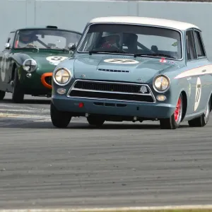 Print of Howard Donald in Lotus Ford Cortina Mk1 at Silverstone, April 2018 Print of Howard Donald in Lotus Ford Cortina Mk1 at Silverstone, April 2018