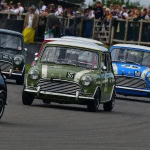 Print of Alex Brundle in a Morris Mini Coopers at Goodwood Revival 2021