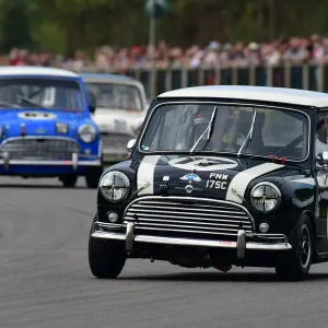 Print of a 1960s Mini Coopers racing at Goodwood