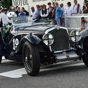 Print of a Triumph Dolomite 8C SS Corsica Roadster racing at Goodwood