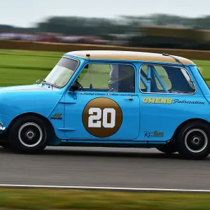 Print of a 1960s Austin Mini Coopers racing at Goodwood Revival