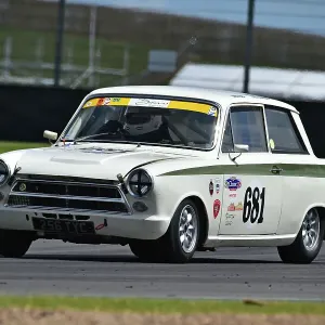 Print of a Ford Lotus Cortina racing at Silverstone GP Circuit Print of a Ford Lotus Cortina racing at Silverstone GP Circuit