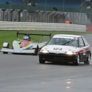 Print of a Honda Civic in heavy rain at Silverstone