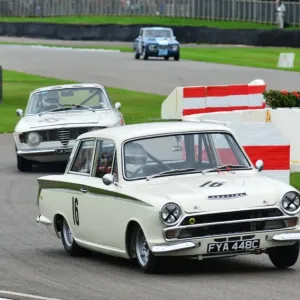 Rowan Atkinson, Richard Bateman, Ford Lotus Cortina Mk1 Rowan Atkinson, Richard Bateman, Ford Lotus Cortina Mk1