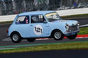 Prints of Chris Pearson, John Johnsen, Austin Mini Cooper, An impressive grid for the Tony Dron Memorial Trophy for MRL Historic Touring Cars, a 45 minute race on the full Grand Prix circuit The Classic Silverstone August 2022 Prints: CJ11 8193 Chris Pearson, John Johnsen, Austin Mini Cooper
