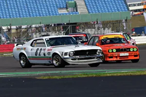 Prints of Peter Hallford, Josh Cook, Ford 1970 Boss Mustang, Alex Elliott, BMW E30 M3, An impressive grid for the Tony Dron Memorial Trophy for MRL Historic Touring Cars The Classic Silverstone August 2022 Prints: CJ11 8206 Peter Hallford, Josh Cook, Ford 1970 Boss Mustang Alex Elliott, BMW E30 M3