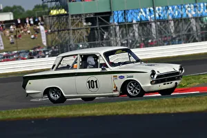 Prints of David Eales, Paul Eales, Ford Lotus Cortina Mk1, An impressive grid for the Tony Dron Memorial Trophy for MRL Historic Touring Cars, a 45 minute race on the full Grand Prix circuit The Classic Silverstone August 2022 Prints: CJ11 8229 David Eales, Paul Eales, Ford Lotus Cortina Mk1