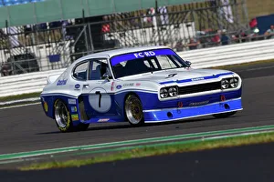 Prints of Gary Pearson, Alex Brundle, Ford Capri RS3100, An impressive grid for the Tony Dron Memorial Trophy for MRL Historic Touring Cars, a 45 minute race on the full Grand Prix circuit The Classic Silverstone August 2022 Prints: CJ11 8234 Gary Pearson, Alex Brundle, Ford Capri RS3100