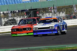 Prints of Nick Matthews, Miles Griffiths, Ford Capri RS2600, Fredric Wakeman, Patrick Blakeney-Edwards, BMW CSL, An impressive grid for the Tony Dron Memorial Trophy for MRL Historic Touring Cars The Classic Silverstone August 2022 Prints: CJ11 8243 Nick Matthews, Miles Griffiths