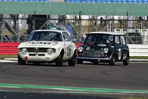 Prints of Allan Thom, Alfa Romeo Giulia Sprint GTA, Graham Churchill, Austin Mini Cooper S, An impressive grid for the Tony Dron Memorial Trophy for MRL Historic Touring Cars The Classic Silverstone August 2022 Prints: CJ11 8252 Allan Thom, Alfa Romeo Giulia Sprint GTA, Graham Churchill, Austin Mini Cooper S