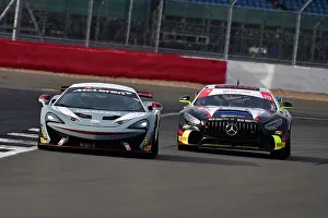 Prints of David Foster, McLaren 570S GT4, Allyyah Koloc, Mercedes-AMG GT4, Masters GT4 Classic Silverstone Challenge, two thirty minute races for vehicles constructed to GT4 regulations The Classic Silverstone August 2022 Prints: CJ12 0521 David Foster, McLaren 570S GT4, Allyyah Koloc, Mercedes-AMG GT4