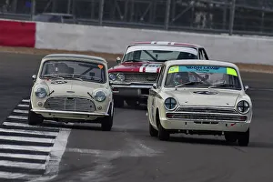 Justin Law Prints: CJ12 0641 Justin Law, Ford Lotus Cortina, Tom Bell, Joe Ferguson, Austin Mini Cooper S
