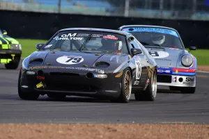Prints of Mark Chilton, Porsche 928 S4, Keir Edmonds, Porsche 911 Carrera, Advantage Motorsport Future Classics, a forty minute race with the option of a second driver or a two car team CSCC Silverstone Spectacular, October 2022 Prints: CJ12 2529 Mark Chilton, Porsche 928 S4, Keir Edmonds, Porsche 911 Carrera