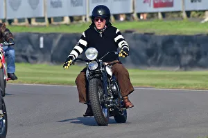 Prints of Harley Davidson, Track Parade - Motorcycle Celebration, circa 200 bikes featured in the morning parade laps, including sidecar outfits and motor trikes, BMW Motorrad completing a centenary Goodwood Revival 2023 Prints: CJ13 2135 Harley Davidson