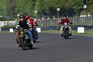 Prints of Military Harley Davidson, Track Parade - Motorcycle Celebration, circa 200 bikes featured in the morning parade laps, including sidecar outfits and motor trikes, BMW Motorrad completing a centenary Goodwood Revival 2023 Prints: CJ13 2189 Military Harley Davidson