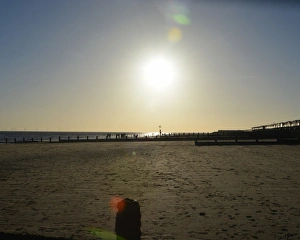 Prints of end of the day at the beach, the sun sets, Frinton-on-sea, Dec 2013 Beautiful England Prints: CJ5 2373 At the end of the day