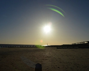 Prints of Sun setting over the beach, Frinton-on-sea, Dec 2013 Beautiful England Prints: CJ5 2374 fading light