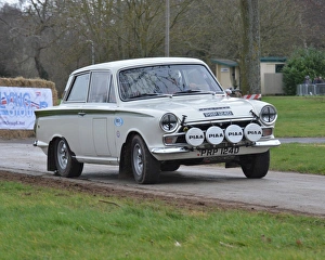 Prints of Alister Golieth, in the ex McRae Lotus Cortina, PRP 124 D, rally cars, rally stage, Race Retro 2014 Race Retro 2014 Prints: CJ5 4227 Alister Golieth, Lotus Cortina, PRP 124 D