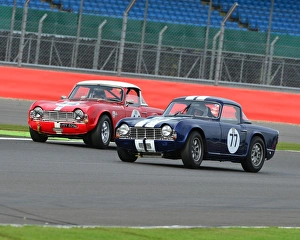 AMOC Racing Silverstone National, Saturday 10th October 2015 Prints: CJ6 3106 Nick Mountford, Triumph TR4, Pete Foster, Triumph TR4