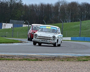 HSCC 2014 "Season Opener" Prints: CM1 4957 Tom Andrew, Ford Lotus Cortina, on three wheels