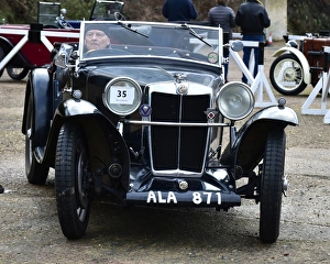 <b class=qtipBold><figcaption>CM22 2836 Christopher Hobbs, MG K1</figcaption></b><br>Christopher Hobbs, MG K1, Vintage Sports Car Club, VSCC, New Year Driving Tests, Brooklands, Sunday, 28th January 2018, competition, Fun, historic cars, iconic, nostalgia, outdoors, pre-war, retro, saloon cars, sports, sports cars, Surrey, tests, trials, vintage cars, classic cars, Chris McEvoy, cjm-photography, retro, nostalgia,<br><em>© 2018 Chris McEvoy, www.cjm-photography.co.uk, all rights reserved</em> CM22 2836 Christopher Hobbs, MG K1