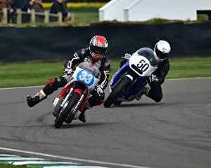Goodwood 77th Members Meeting, April 2019 Prints: CM27 1657 Chris Moore, Yamaha TR3, Graham Higlett, Rob North Triumph T150