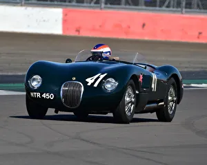 VSCC Spring Start Silverstone 17th April 2021 Prints: CM30 5423 David Brazell, John Harper, Jaguar C-Type