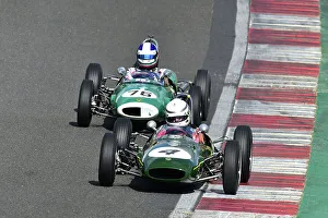 Prints of Andrew Hibberd, Lotus 22, Tim Child, Lotus 22, Scheduled for twenty minutes of racing for the FJHRA/HSCC Historic Formula Junior Championship - Rear Engine, FJHRA HSCC Brands Indy April 2022 Prints: CM32 4934 Andrew Hibberd, Lotus 22, Tim Child, Lotus 22