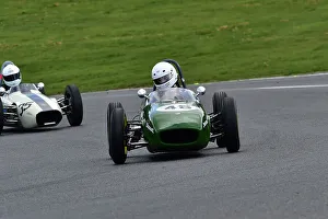 Prints of Simon Hewes, Lotus 18, Twenty minutes of racing for the FJHRA/HSCC Historic Formula Junior Championship - Front Engine and Rear Engine Class C, FJHRA, Formula Junior Historic Racing Association HSCC Brands Indy April 2022 Prints: CM32 5141 Simon Hewes, Lotus 18