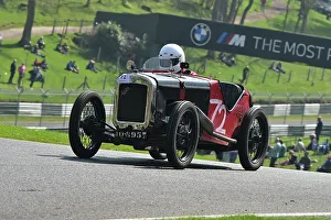 Prints of William Marsh, Austin 7 Ulster, Under 30s Scratch Race, 15 minute race, for drivers in the youth section, in an own car a family one or one loaner for the event by a generous member The Vintage Sports Car Club, Seaman And Len Thompson Trophies Race Meeting, Cadwell Park Circuit, Louth, Lincolnshire, England, June, 2022 Prints: CM32 9447 William Marsh, Austin 7 Ulster