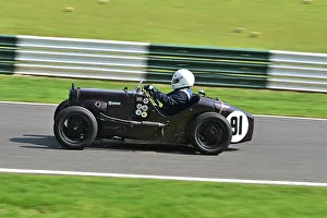 Prints of George Scholey, Austin 7 Ulster, Under 30s Scratch Race, 15 minute race, for drivers in the youth section, in an own car a family one or one loaner for the event by a generous member The Vintage Sports Car Club, Seaman And Len Thompson Trophies Race Meeting, Cadwell Park Circuit, Louth, Lincolnshire, England, June, 2022 Prints: CM32 9466 George Scholey, Austin 7 Ulster