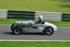 Prints of Archie Waterfield, Austin 7, Under 30s Scratch Race, 15 minute race, for drivers in the youth section, in an own car a family one or one loaner for the event by a generous member The Vintage Sports Car Club, Seaman And Len Thompson Trophies Race Meeting, Cadwell Park Circuit, Louth, Lincolnshire, England, June, 2022 Prints: CM32 9469 Archie Waterfield, Austin 7