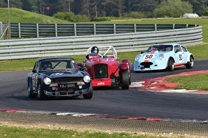 Prints of You won't see a trio of cars like this racing that often, Phillip Lambe, Triumph TR6, Chris Townsend, Bentley Mk6, Charles Colledge, Mini Marcos Mk3 HSCC Snetterton 300 April 2022 Prints: CM33 0805 Phillip Lambe, Triumph TR6