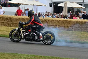 Electric Bikes Prints: CM33 4690 Jody Millhouse, Triumph Bonneville Bobber