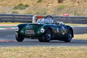 Prints of Rick Willmott, Jaguar XK140 Gomm Special, The Royal Automobile Club Woodcote Trophy and Stirling Moss Trophy, A one hour two driver race for historic vehicles from the 1950s to early 1960 s Motor Racing Legends - Snetterton Historic 200 July 2022 Prints: CM33 6997 Rick Willmott, Jaguar XK140 Gomm Special