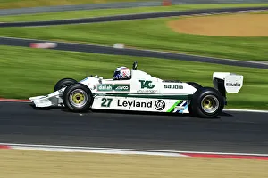 Prints of Mark Hazell, Williams FW07B, Masters Racing Legends, two races of twenty minutes for F1 cars from the years 1966 to 1985, split into four classes, Jackie Stewart, Patrick Head, Niki Lauda Masters Historic Festival, Brands Hatch, May 2023 Prints: CM34 8326 Mark Hazell, Williams FW07B