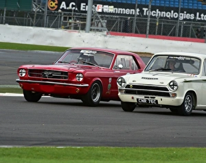 HSCC Silverstone Finals 2014 Prints: CM5 4641 Warren Briggs, Ford Mustang, Tim Davies, Ford Lotus Cortina, CNR 76 C