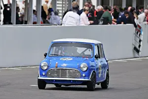 Prints of Michael Cullen, Austin Mini Cooper S, Whitmore Cup, a twenty minute single driver race for saloon cars with an engine capacity below 2 litres that competed in the years 1960 to 1966 Goodwood 82nd Members Meeting Prints: CZ1_7081 Michael Cullen, Austin Mini Cooper S.jpg