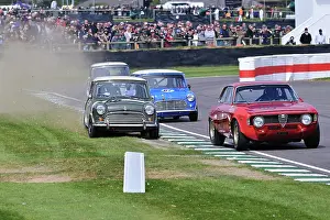 Prints of Rory Jack, Alfa Romeo Giulia Sprint GTA, On to the grass out of the chicane, Aimee Watts, Morris Mini Cooper S, Whitmore Cup Goodwood 82nd Members Meeting Prints: CZ1_9519 Rory Jack, Alfa Romeo Giulia Sprint GTA, Aimee Watts, Morris Mini Cooper S.jpg