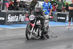 Prints of Steve Howe, Suzuki GS1000, Old School Stockers (aka Nostalgia Pro Stock Bike) features bikes from the 70's and 80's. The format is based on modified production bikes running on normal fuel Dragstalgia Santa Pod June 2025 Prints: CZ2_9703 Steve Howe, Suzuki GS1000.jpg