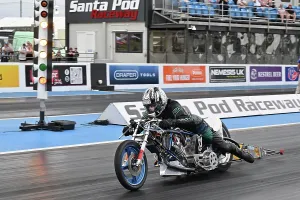 Prints of Jan Honee, JAWA, NSA Bike Shootout, From the classic day's of Santa Pod in the 1970's the NSA Bike shootout is a firm favourite for the spectators Dragstalgia Santa Pod June 2025 Prints: CZ2_9832 Jan Honee, JAWA, NSA Bike Shootout.jpg