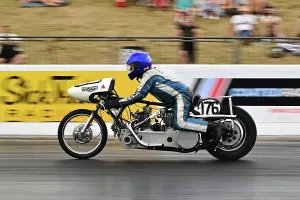 Prints of Ray Law, Twin Triumphs, NSA Bike Shootout, From the classic day's of Santa Pod in the 1970's the NSA Bike shootout is a firm favourite for the spectators Dragstalgia Santa Pod June 2025 Prints: CZ2_9865 Ray Law, Twin Triumphs.jpg